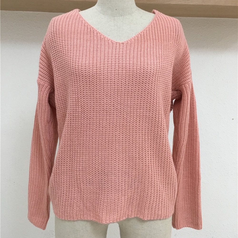 5🌟Sunny Day Sexy Pink Long Sleeve Cozy Sweater - Picture 5 of 7
